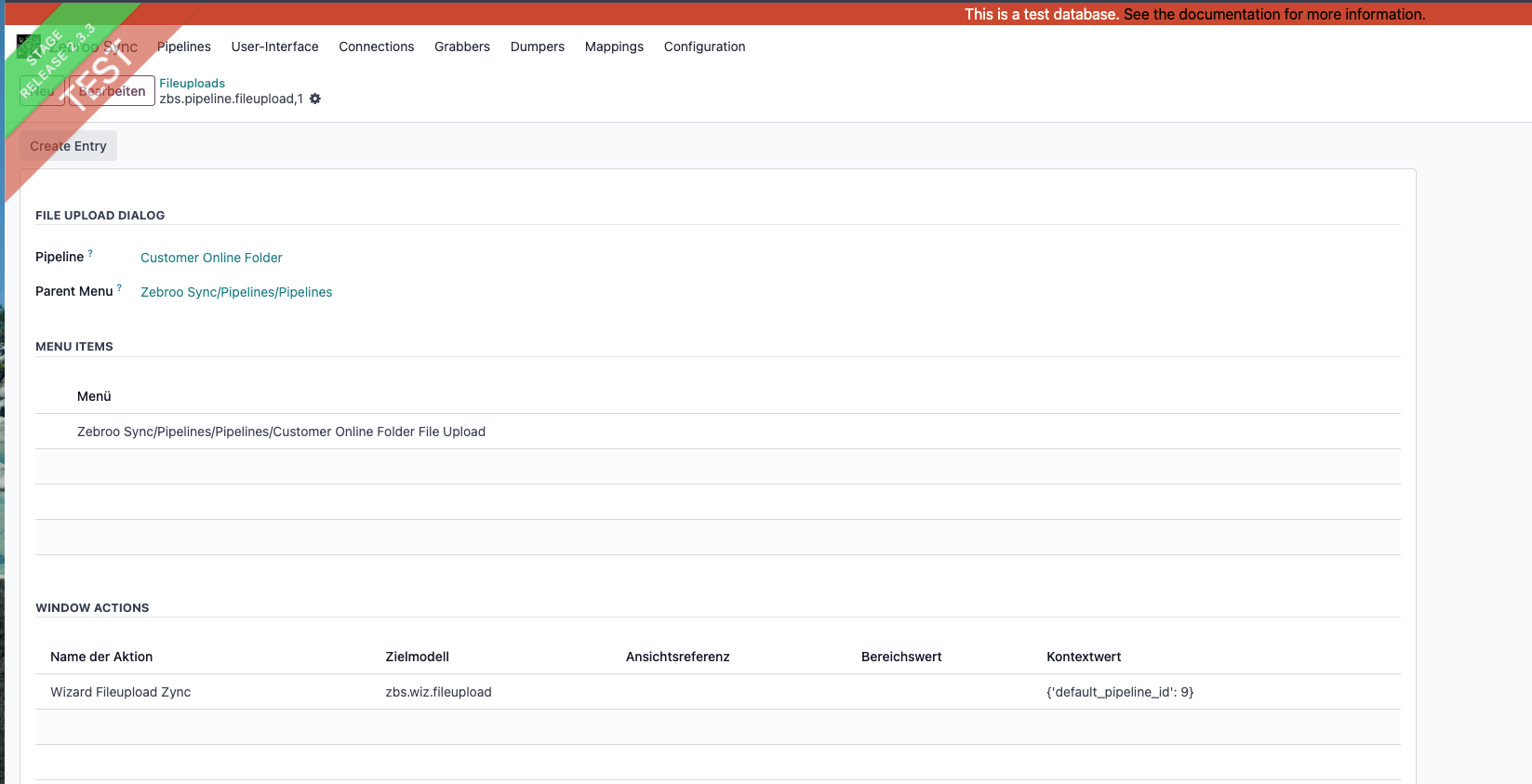 File upload dialog for Customer Online Folder in Zebroo Sync application interface.