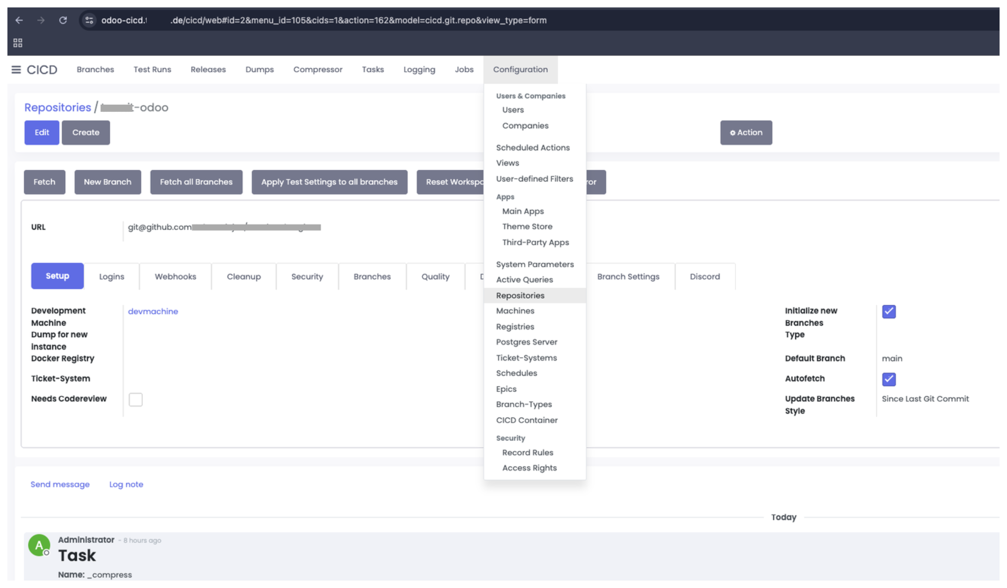 The repository form